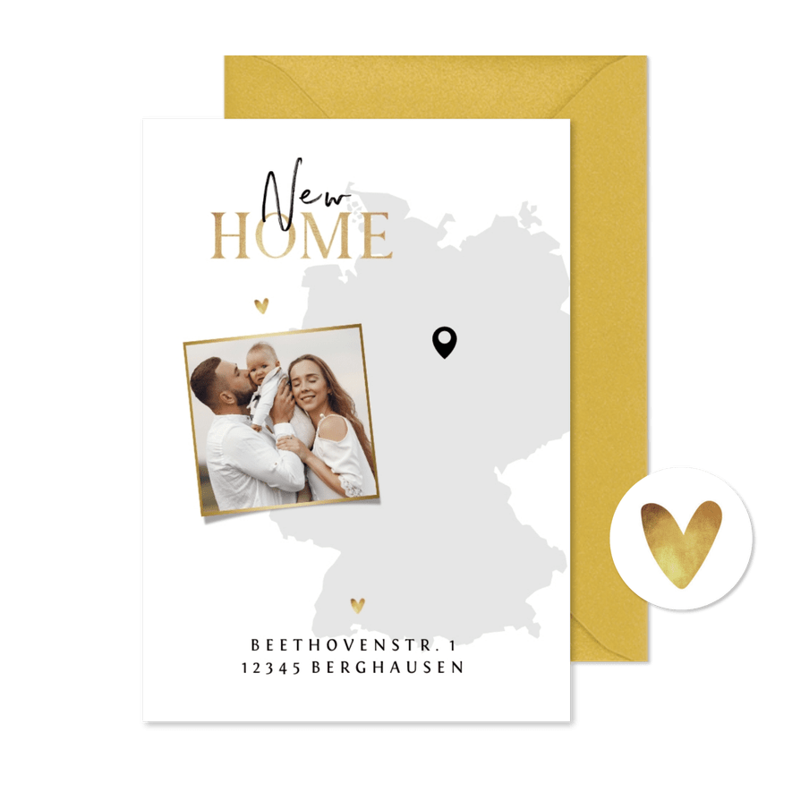 Karte Umzug mit Foto und Deutschlandkarte - Karteneindruck