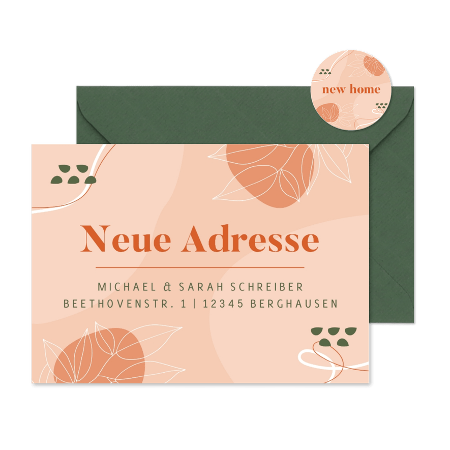 Karte Umzug Neue Adresse grafisch - Karteneindruck