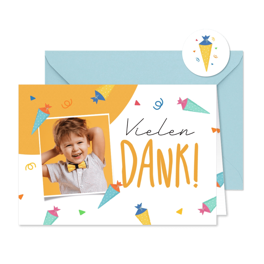 Karte 'Vielen Dank' zum Schulanfang - Karteneindruck
