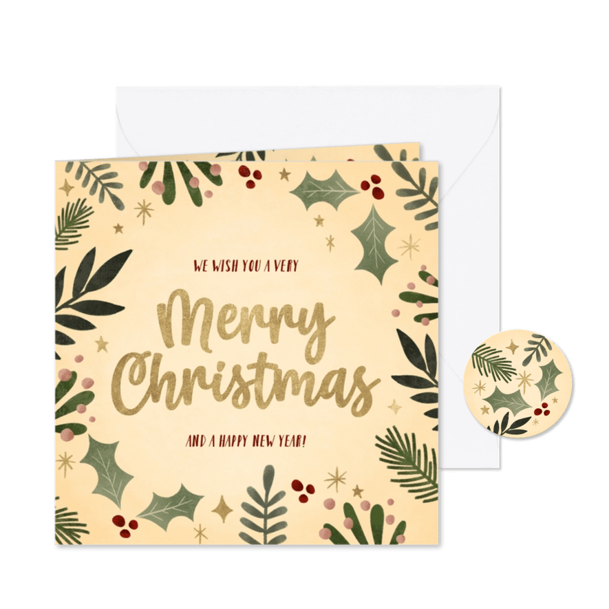 Karte Weihnachten 'Merry Christmas' botanisch - Karteneindruck