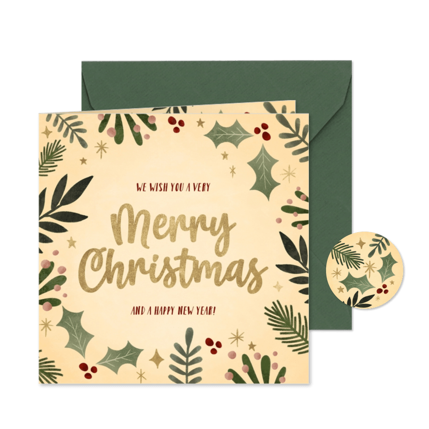 Karte Weihnachten 'Merry Christmas' botanisch - Kartenvorschau
