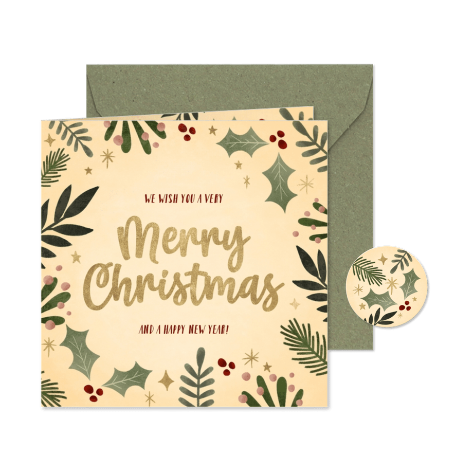 Karte Weihnachten 'Merry Christmas' botanisch - Karteneindruck