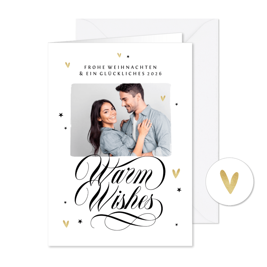Karte Weihnachten mit Foto 'Warm wishes' - Karteneindruck