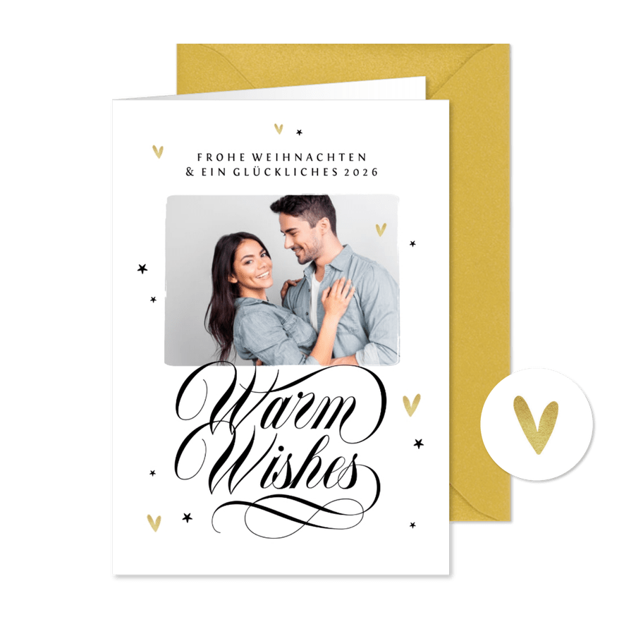 Karte Weihnachten mit Foto 'Warm wishes'  - Karteneindruck
