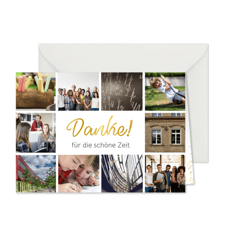 Karte zehn Fotos Danke - Karteneindruck