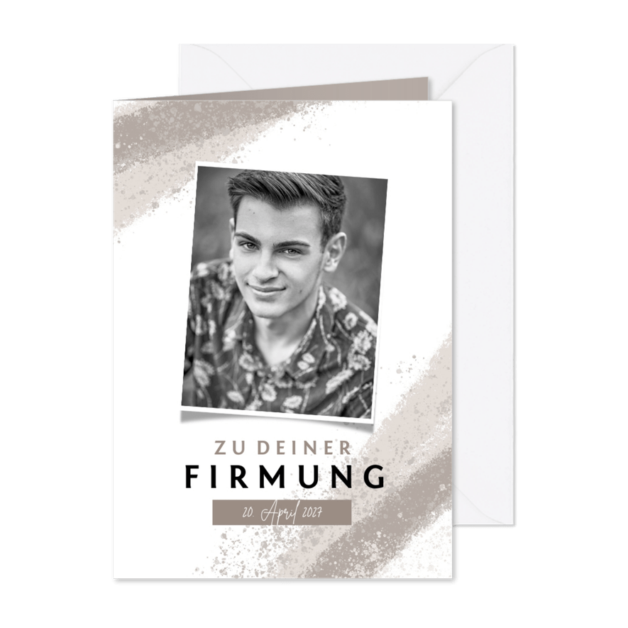 Karte Zur Firmung Foto und Pinselstriche - Karteneindruck
