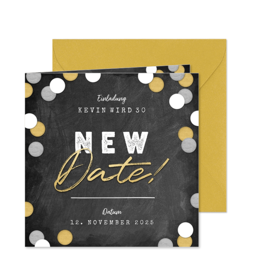 Karte zur Terminverschiebung 'New Date' - Karteneindruck