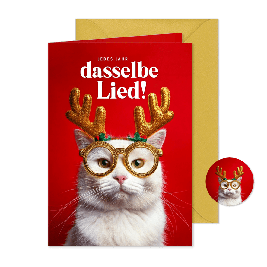 Katzen-Weihnachtskarte 'Dasselbe Lied' - Karteneindruck