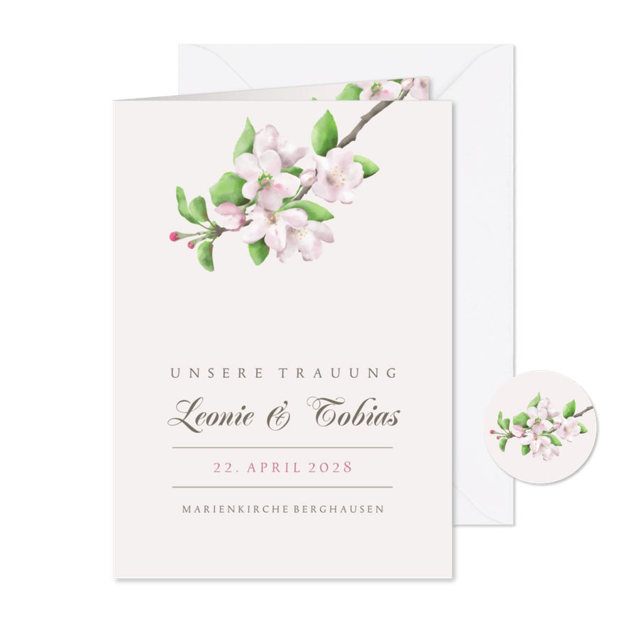 Kirchenheft Hochzeit Apfelblüte - Karteneindruck