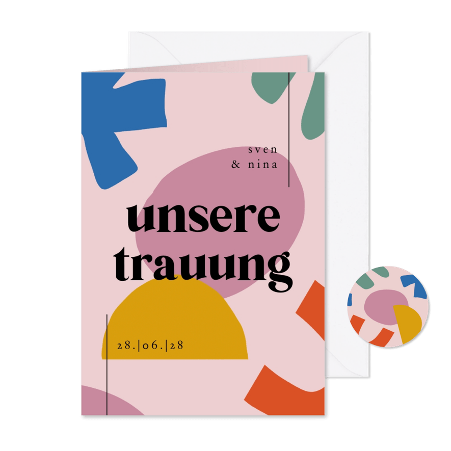 Kirchenheft Hochzeit 'Colourful Modern Art' - Karteneindruck