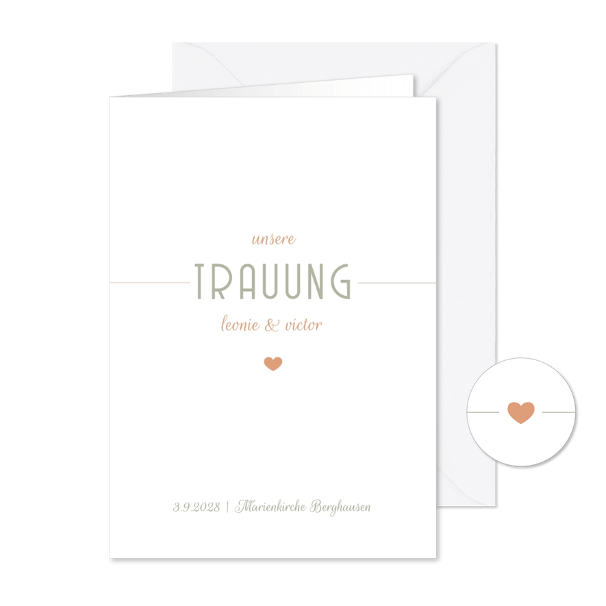 Kirchenheft Hochzeit moderne Klassik - Karteneindruck