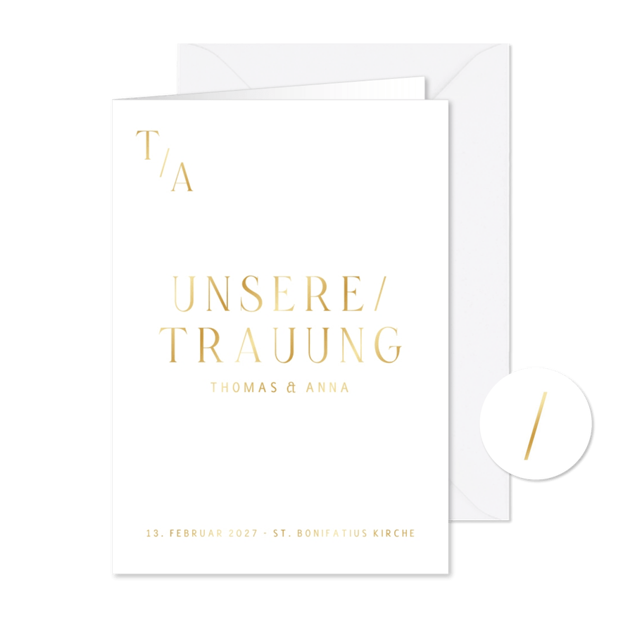 Kirchenheft minimalistisch Goldschrift - Karteneindruck
