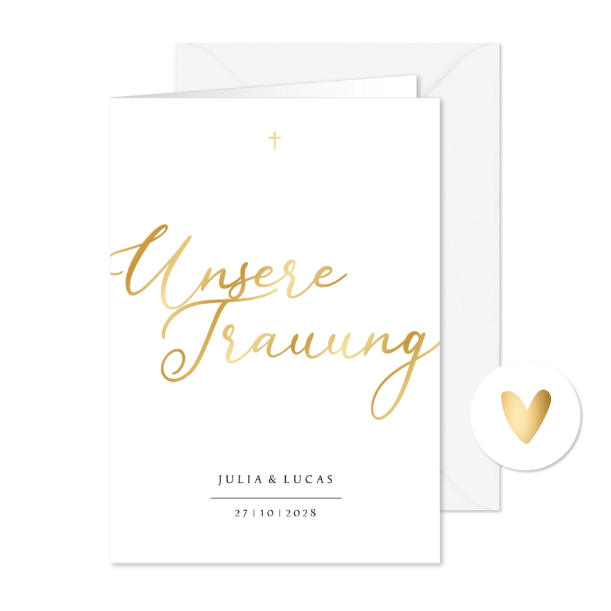 Kirchenheft Trauung Namen in Gold - Karteneindruck