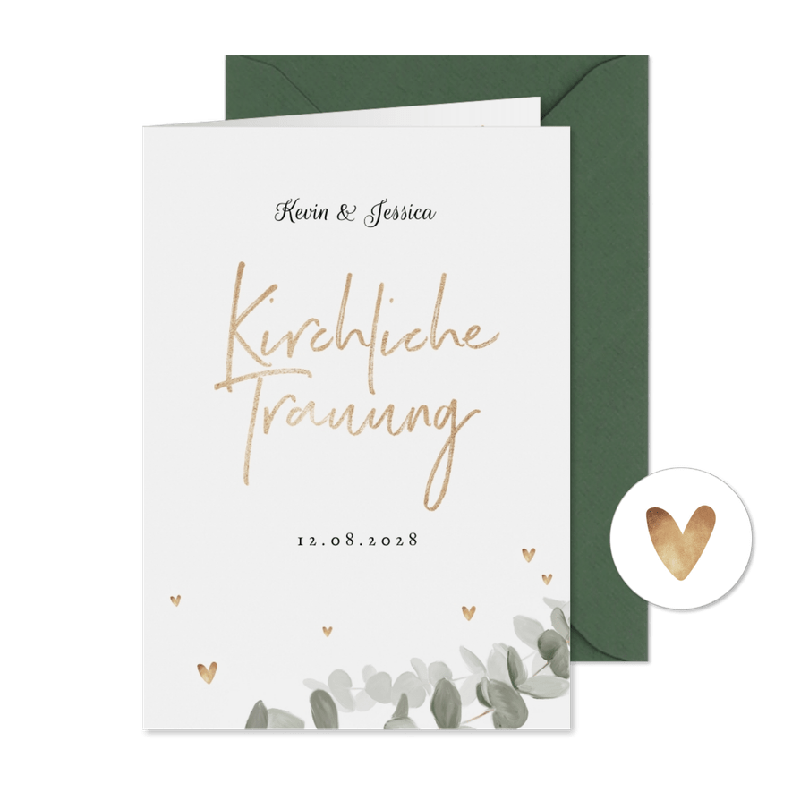 Kirchenheft-Vorlage Hochzeit Eukalyptusblatt - Karteneindruck