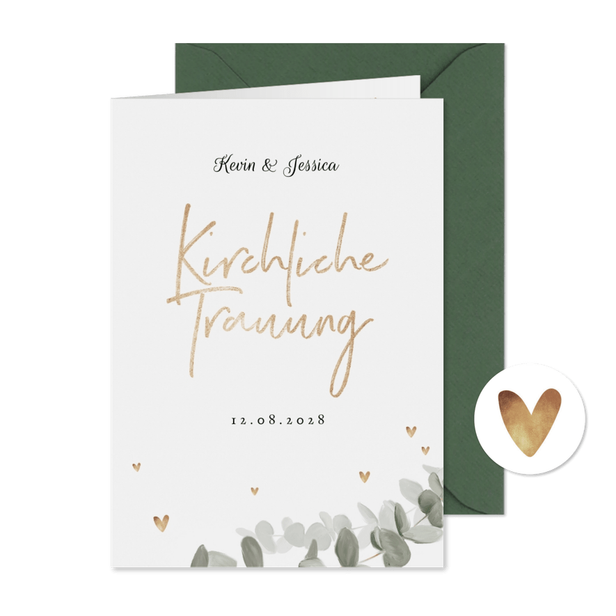 Kirchenheft-Vorlage Hochzeit Eukalyptusblatt - Karteneindruck