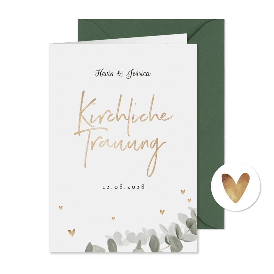 Kirchenheft-Vorlage Hochzeit Eukalyptusblatt - Karteneindruck
