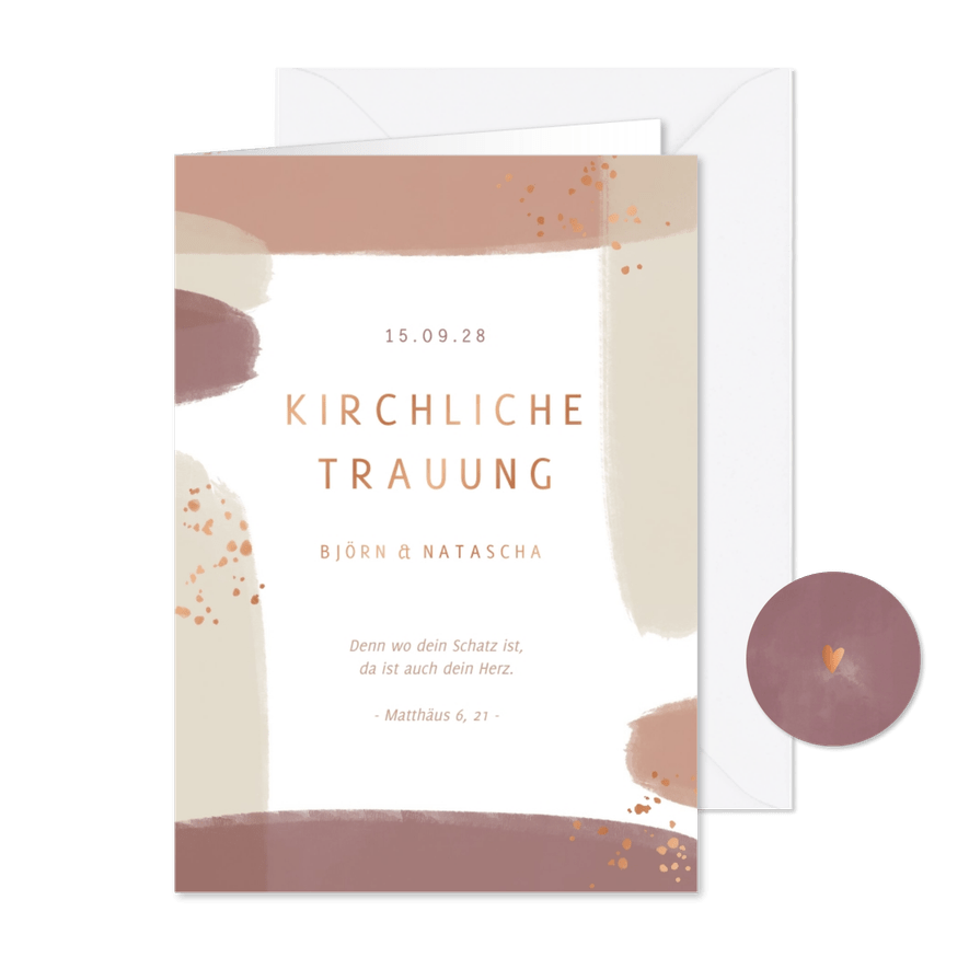 Kirchenheft-Vorlage Trauung abstrakte Pinselstriche  - Karteneindruck