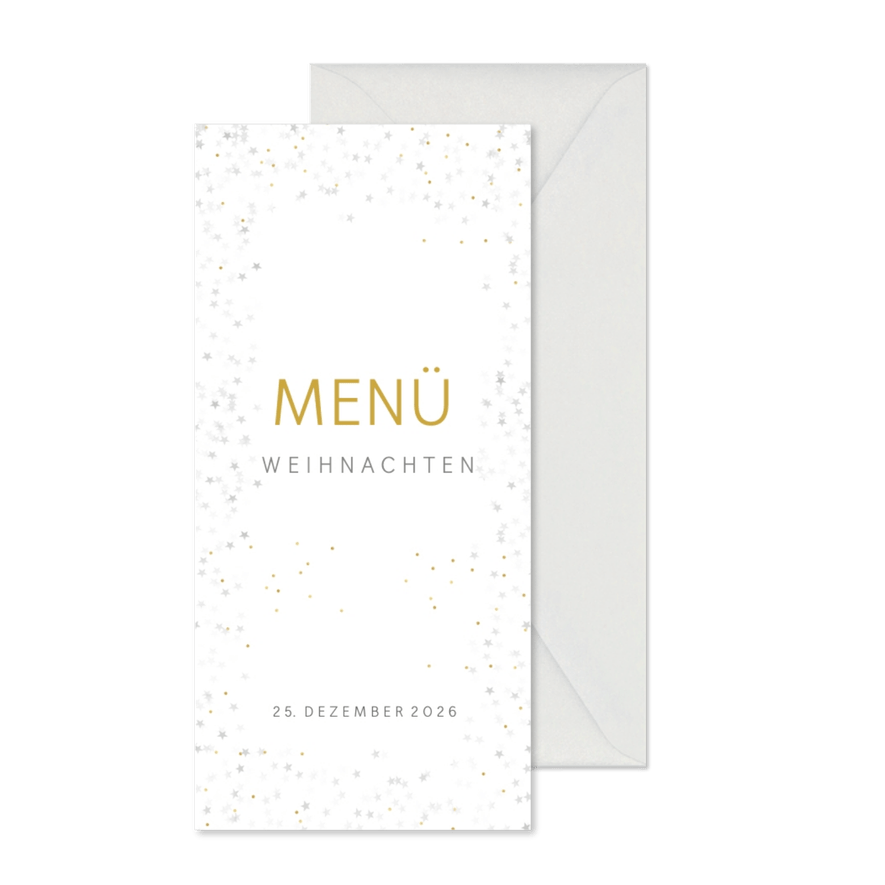 Klassische Menükarte Weihnachten mit Sternchen - Karteneindruck
