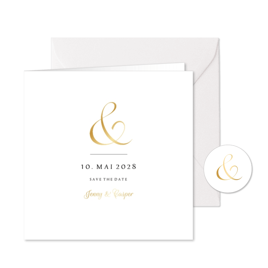 Klassische Save-our-Date-Karte Hochzeit gold Ampersand - Karteneindruck
