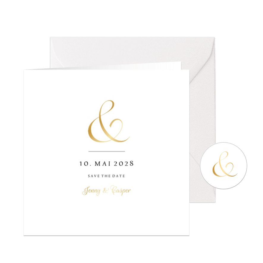 Klassische Save-our-Date-Karte Hochzeit gold Ampersand - Karteneindruck
