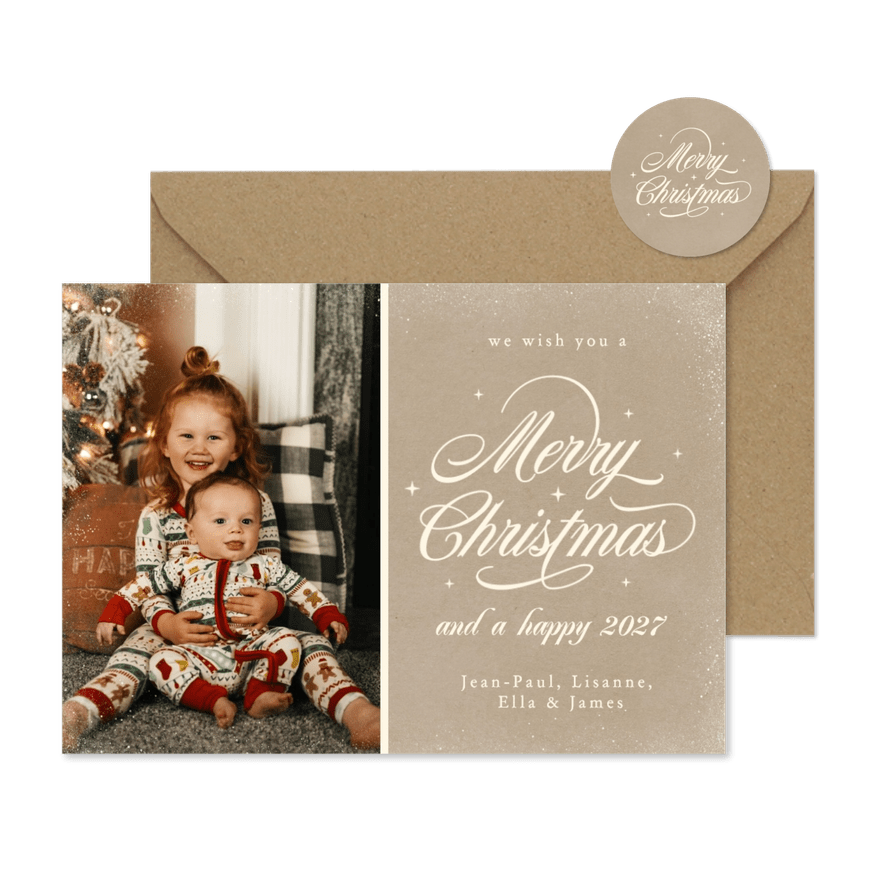 Klassische Weihnachtskarte mit Foto Kraftpapieroptik - Kartenvorschau