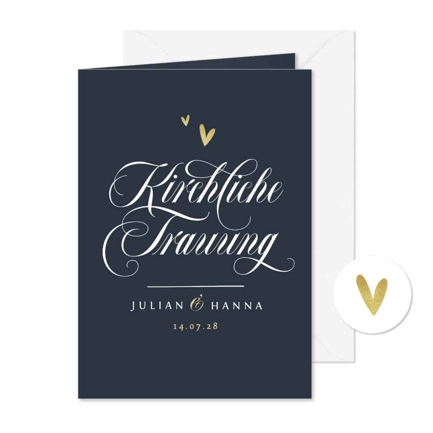 Klassisches Kirchenheft Hochzeit Schreibschrift - Karteneindruck