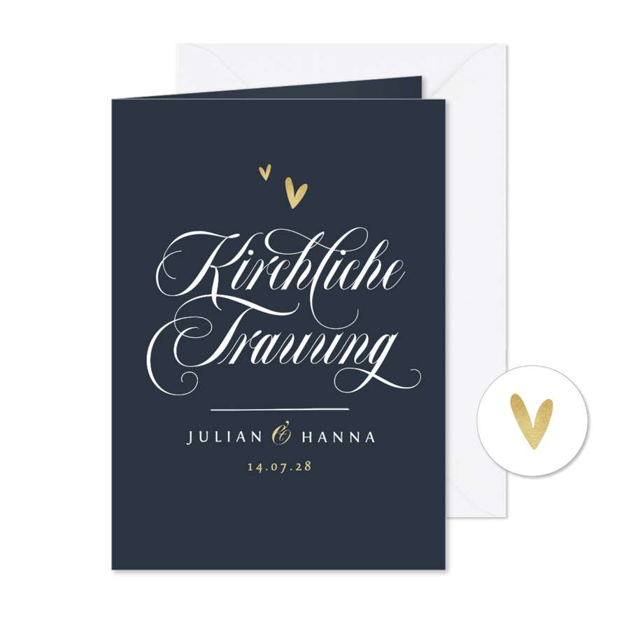 Klassisches Kirchenheft Hochzeit Schreibschrift - Karteneindruck