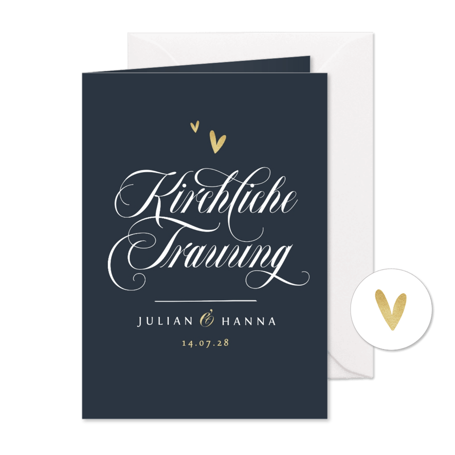 Klassisches Kirchenheft Hochzeit Schreibschrift - Karteneindruck
