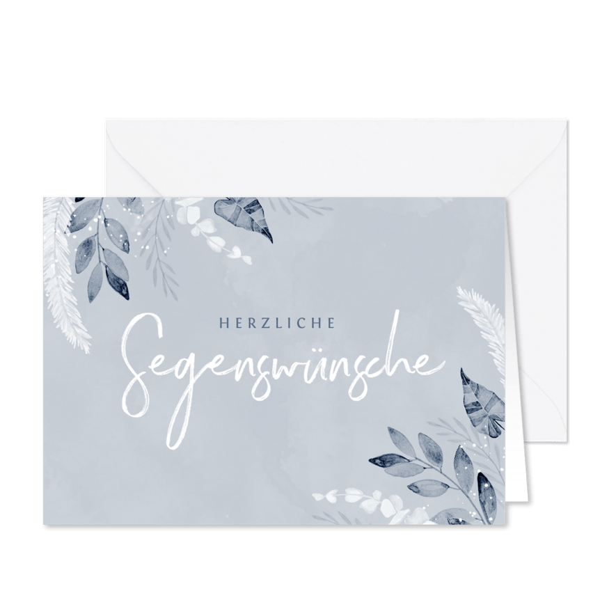 Kommunions-Glückwunschkarte Segenswünsche blau - Karteneindruck

