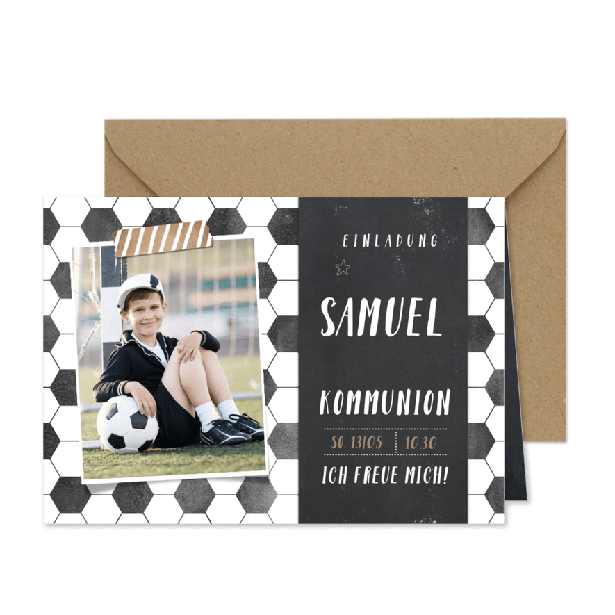 Kommunionskarte eigene Fotos Fußball - Karteneindruck
