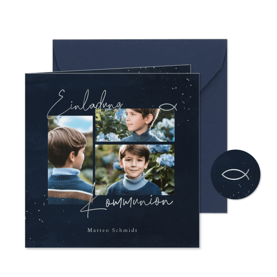Kommunionskarte Einladung Fotos & Silberdruck - Karteneindruck
