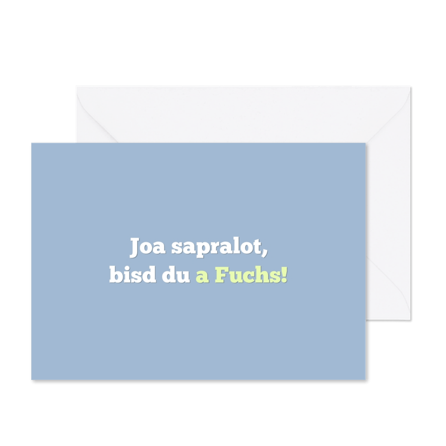 Komplimentkarte bayrisch 'Fuchs' - Karteneindruck
