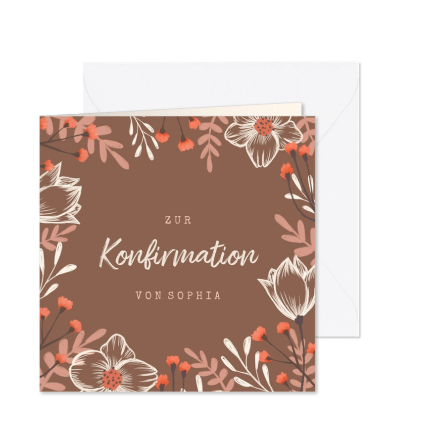 Konfirmation Glückwunschkarte Blumenrahmen - Karteneindruck