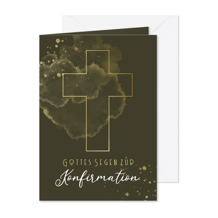 Konfirmation Glückwunschkarte Kreuz olivgrün - Karteneindruck