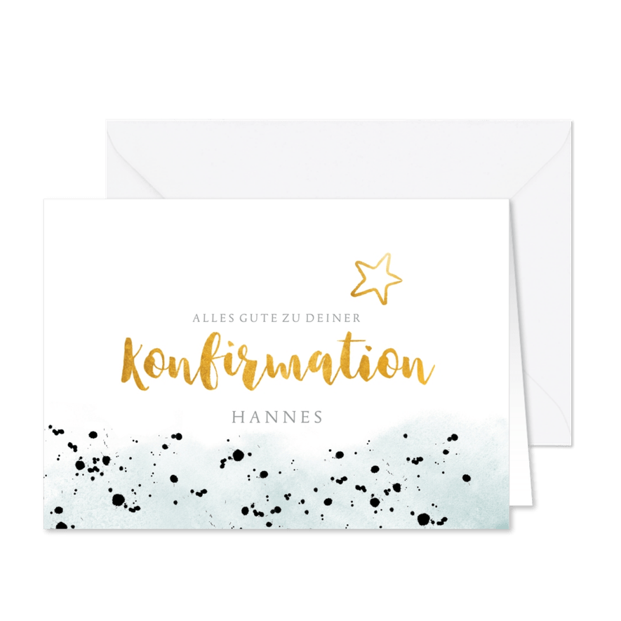 Konfirmation Gratulationskarte Aquarell blau - Karteneindruck