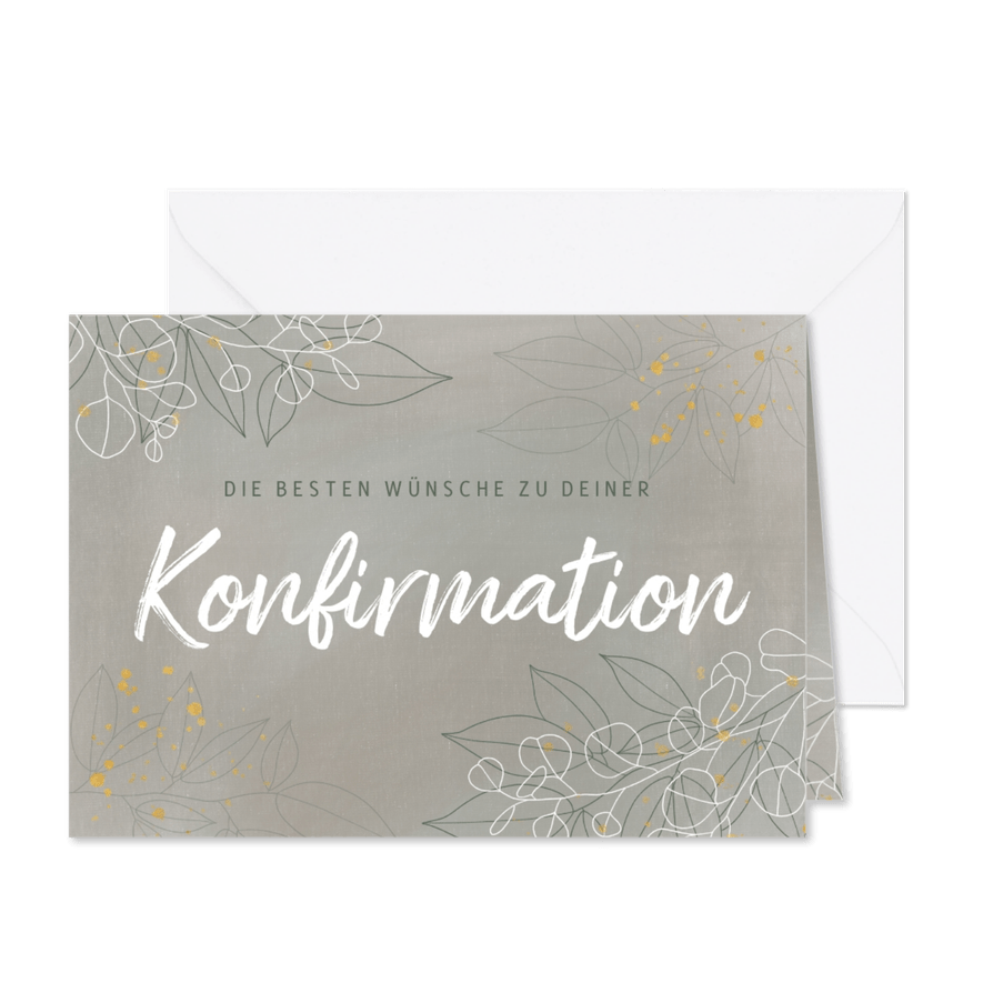 Konfirmation Karte Glückwunsch filigrane Blätter - Karteneindruck