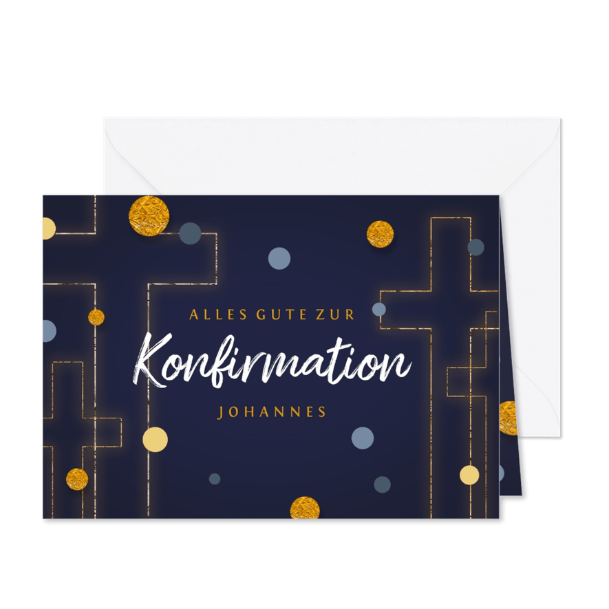 Konfirmations-Glückwunschkarte Kreuz grafisch - Karteneindruck