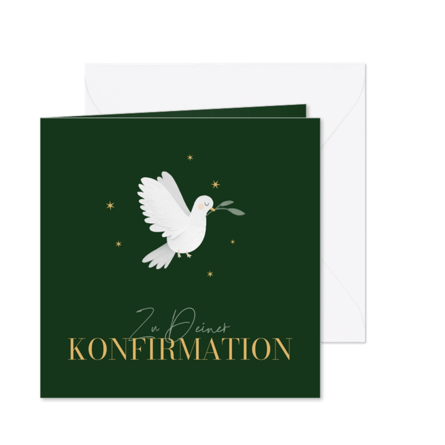 Konfirmations-Glückwunschkarte Taube mit Zweig - Karteneindruck