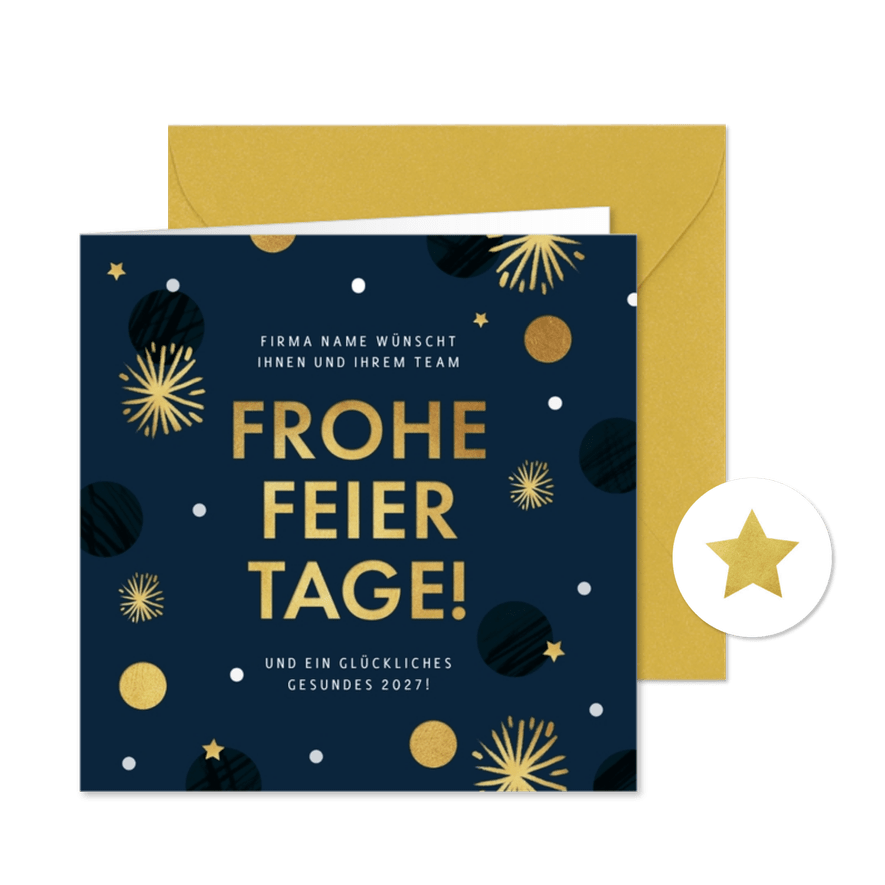 Kunden-Weihnachtskarte 'Frohe Feiertage' - Kartenvorschau