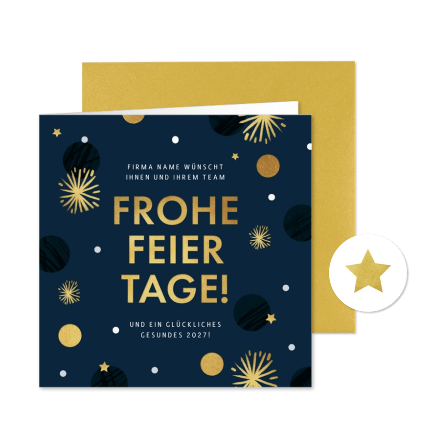 Kunden-Weihnachtskarte 'Frohe Feiertage' - Karteneindruck
