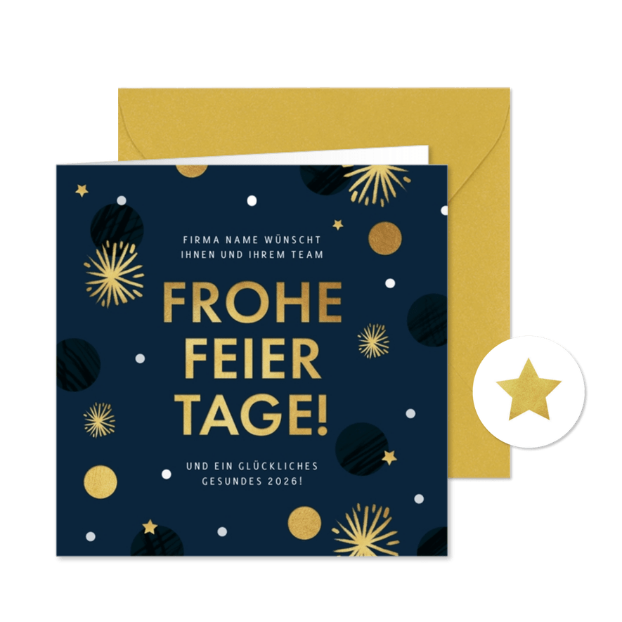 Kunden-Weihnachtskarte 'Frohe Feiertage' - Karteneindruck
