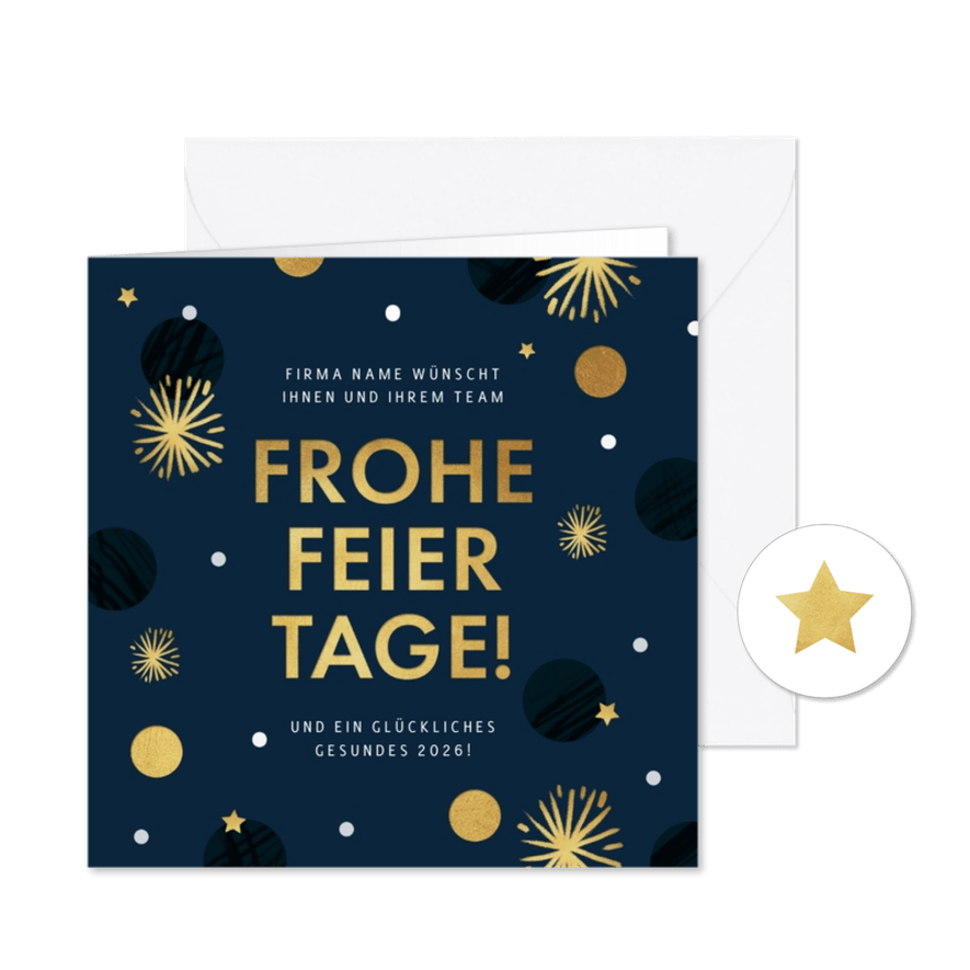 Kunden-Weihnachtskarte 'Frohe Feiertage' - Karteneindruck