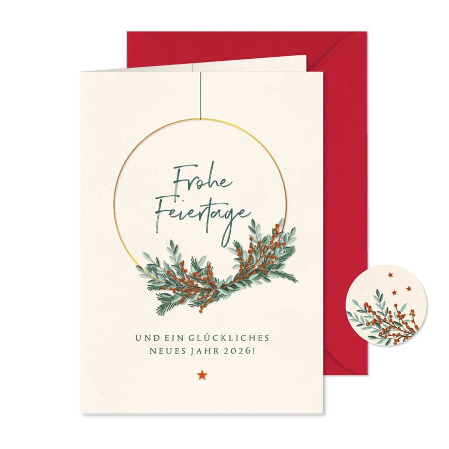 Kunden-Weihnachtskarte moderner Kranz - Karteneindruck