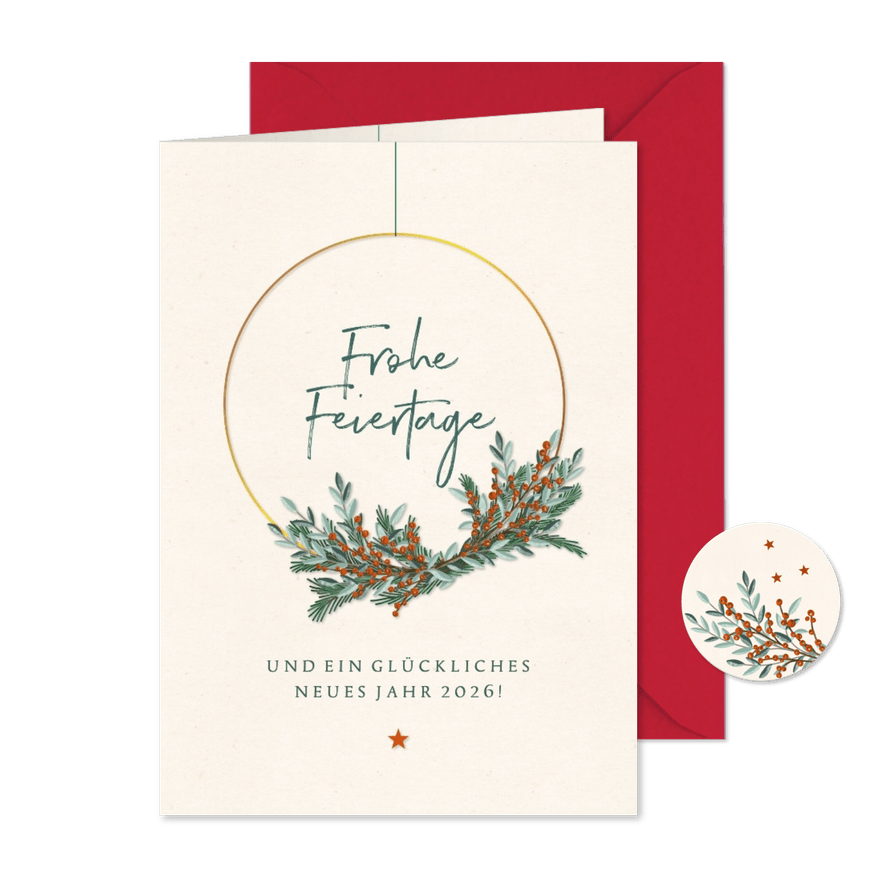 Kunden-Weihnachtskarte moderner Kranz - Karteneindruck