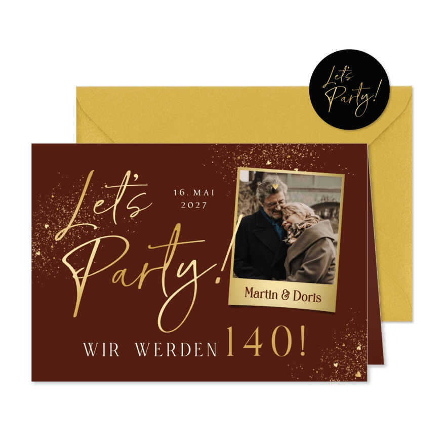 Let's Party Einladung Doppelgeburtstag 140 Jahre - Kartenvorschau
