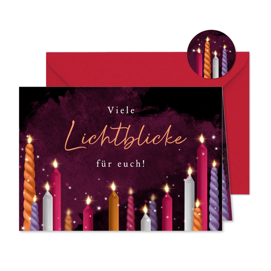 Lichtblicke Weihnachtskarte bunte Kerzen - Karteneindruck