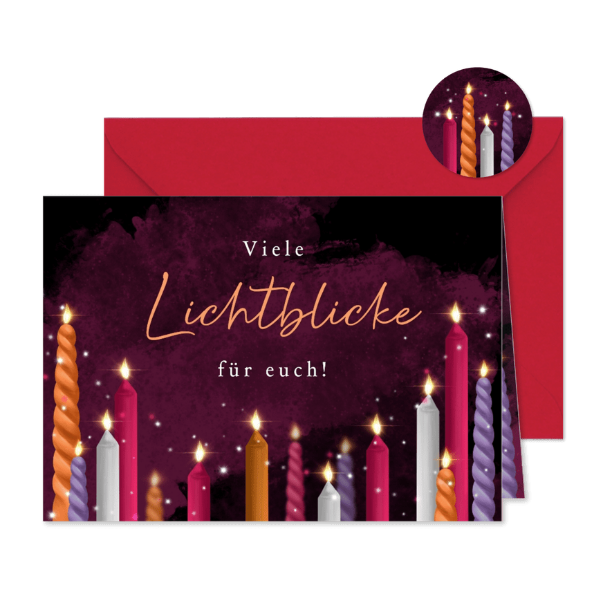 Lichtblicke Weihnachtskarte bunte Kerzen - Kartenvorschau