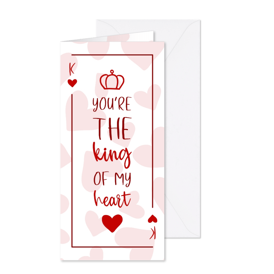 Liebeskarte 'king of my heart' mit rosa Herzen - Karteneindruck
