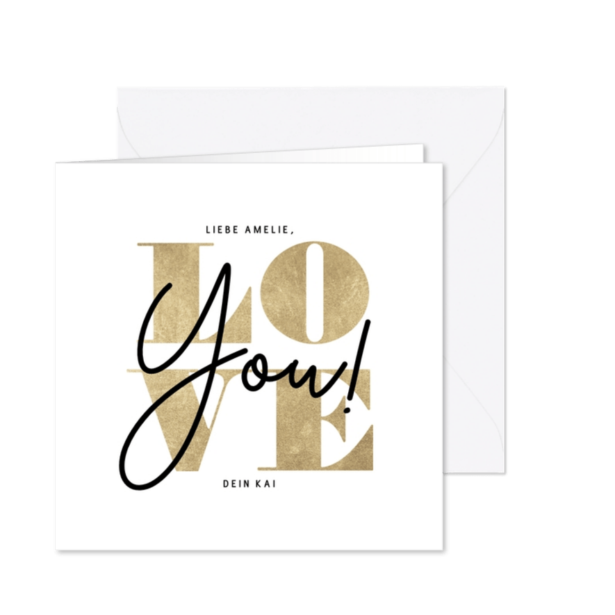 Liebeskarte Love you - Karteneindruck