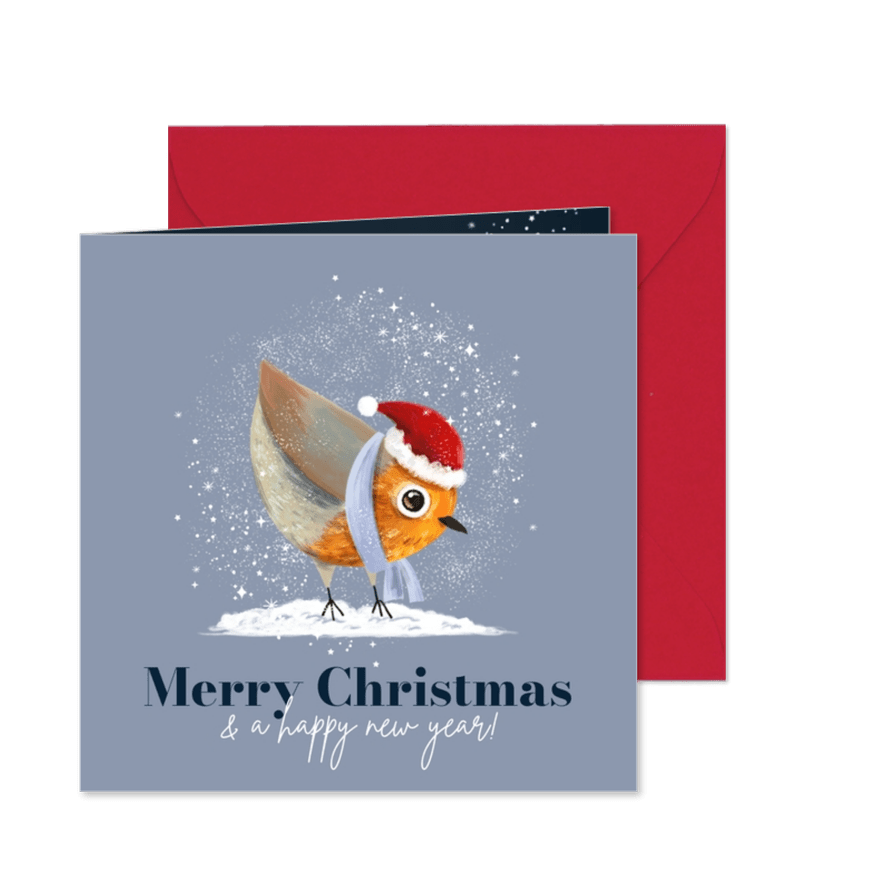 Liebevolle Weihnachtskarte Rotkelchen - Karteneindruck
